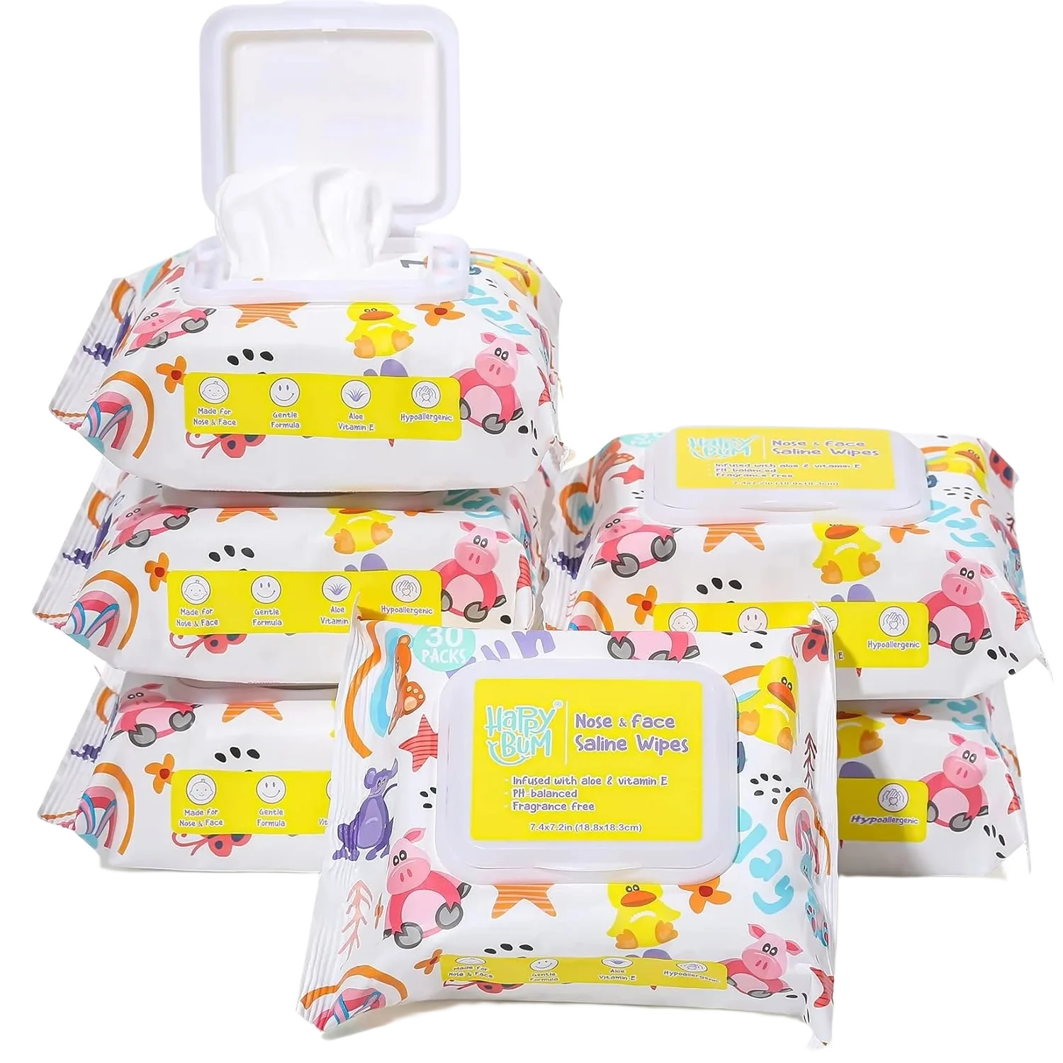 Happy Bum Nose & Face Saline Wipes