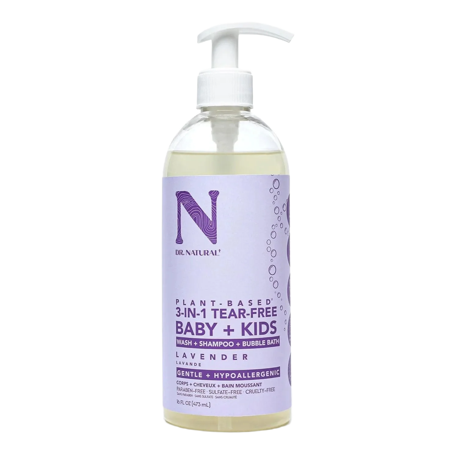 Dr. Natural® 3-in-1 Tear-free Baby + Kids Wash + Shampoo + Bubble Bath Lavender