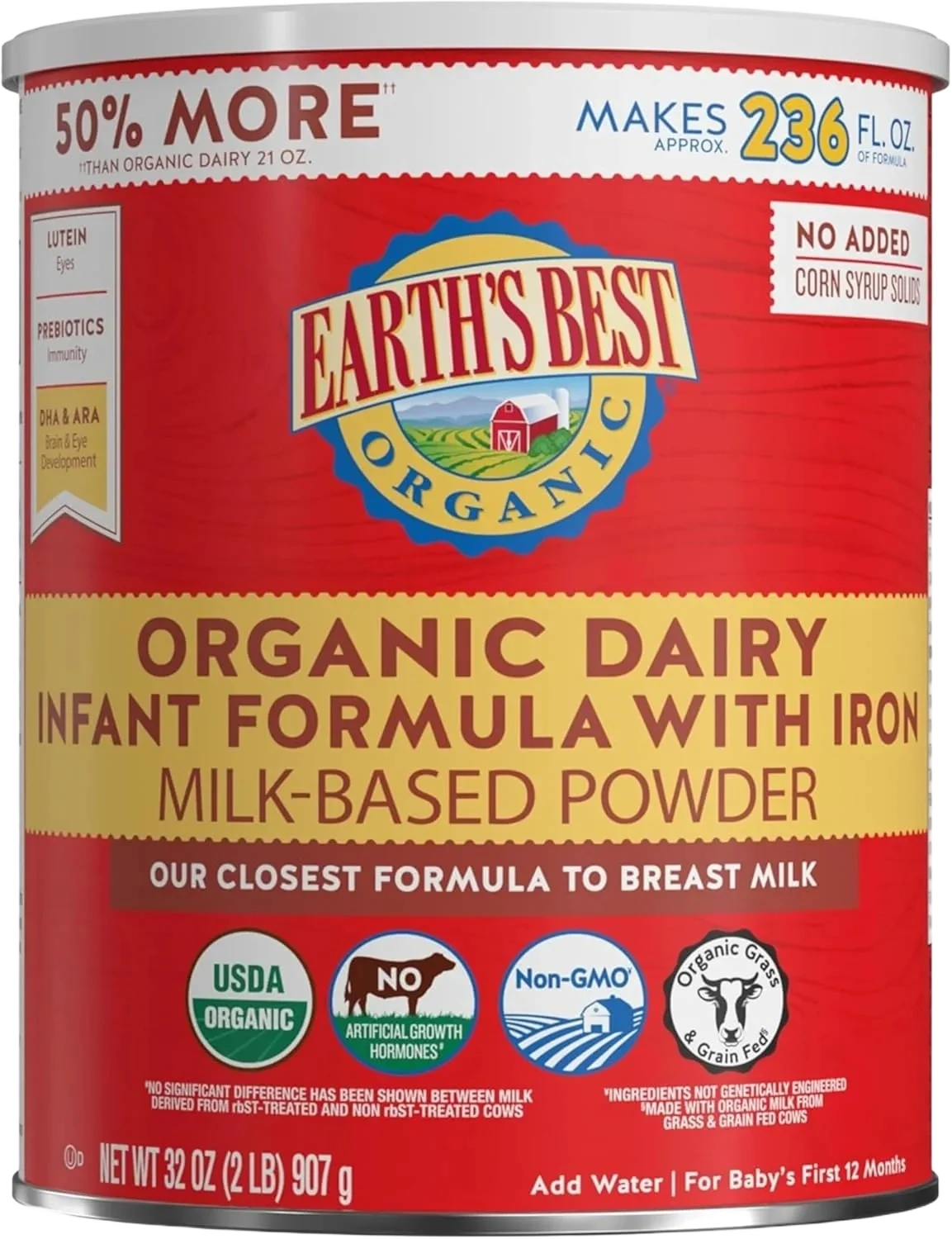 Earth's Best Organic Organic Dairy Infant Formula With Iron Milk-based Powder