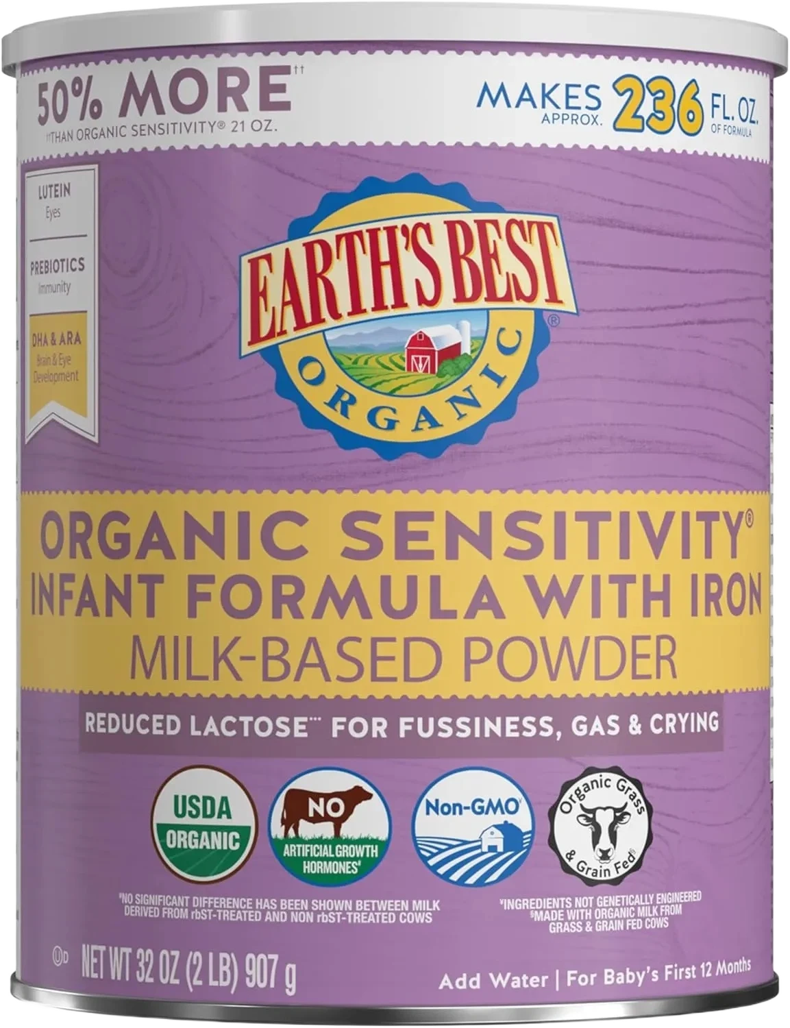 Earth's Best Organic Organic Sensitivity Infant Formula With Iron Milk-based Powder