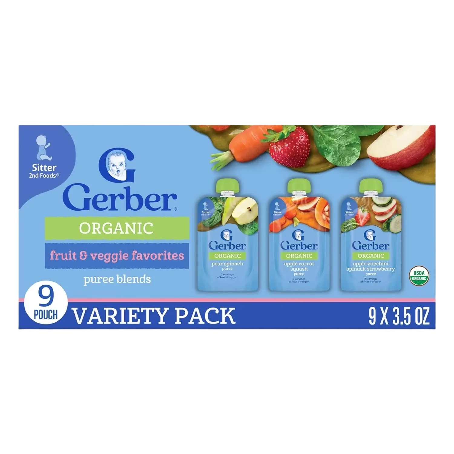 Gerber Organic Fruit & Veggie Favorites Puree Blends