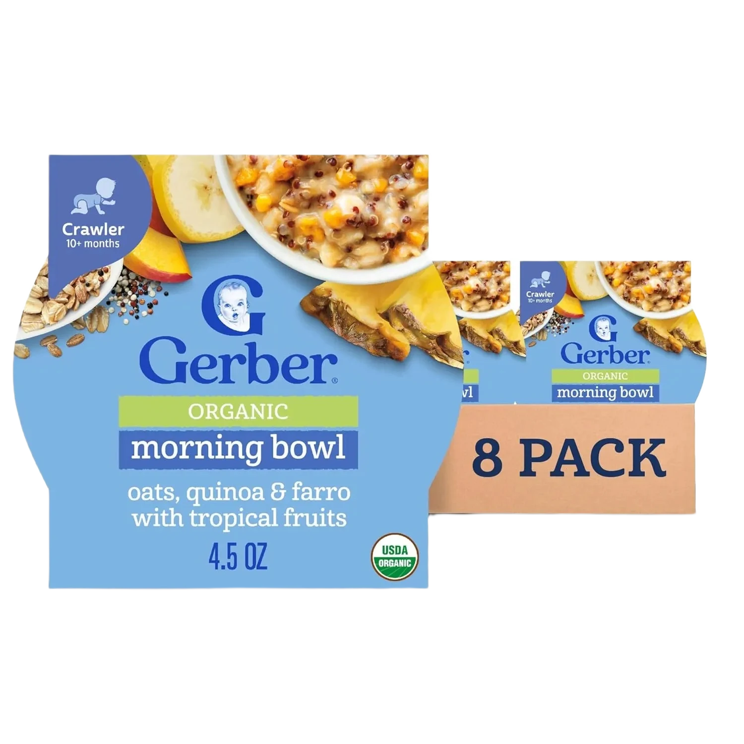 Gerber Organic Morning Bowl Oats, Quinoa & Farro With Tropical Fruits
