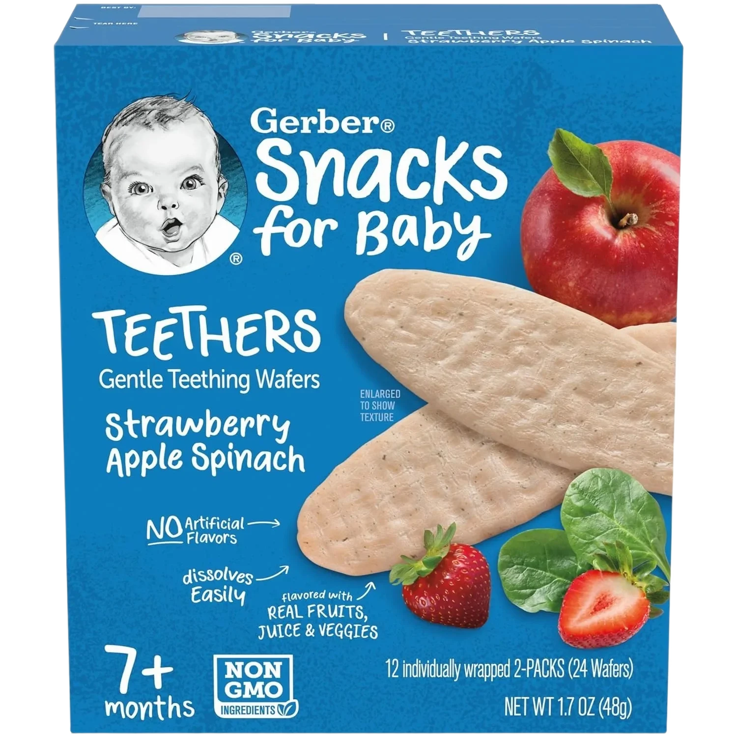 Gerber Snacks For Baby Teethers Gentle Teething Wafers Strawberry Apple Spinach