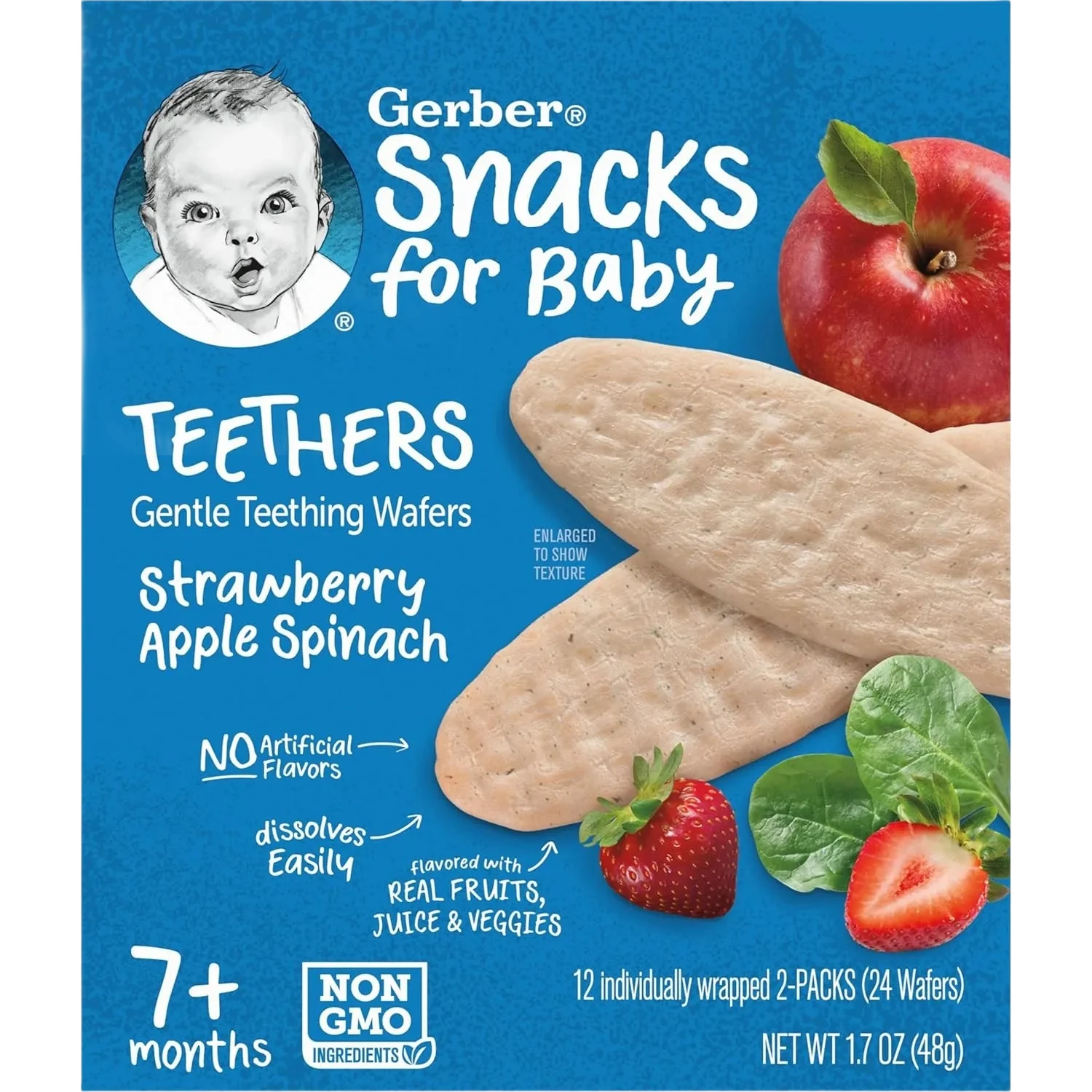 Gerber Teethers Gentle Teething Wafers Strawberry Apple Spinach