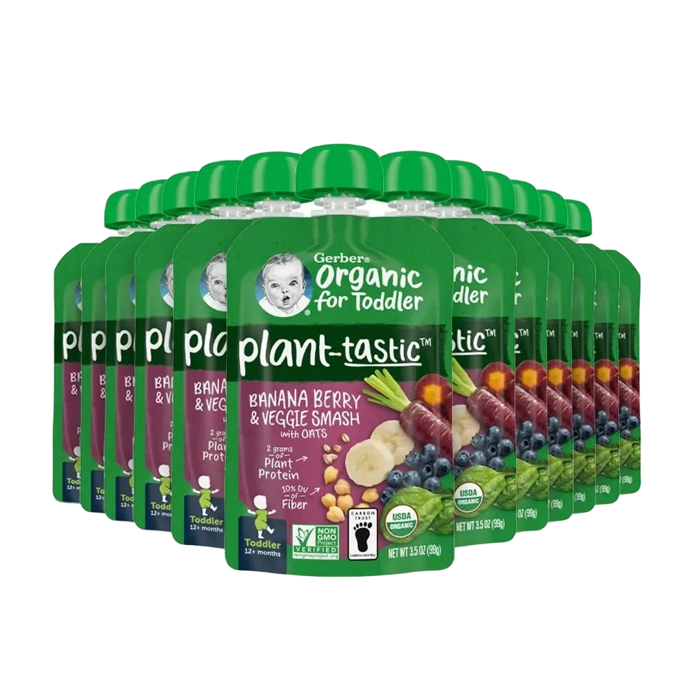 Gerber Organic For Toddler Plant-tastic™ Banana Berry & Veggie Smash With Oats