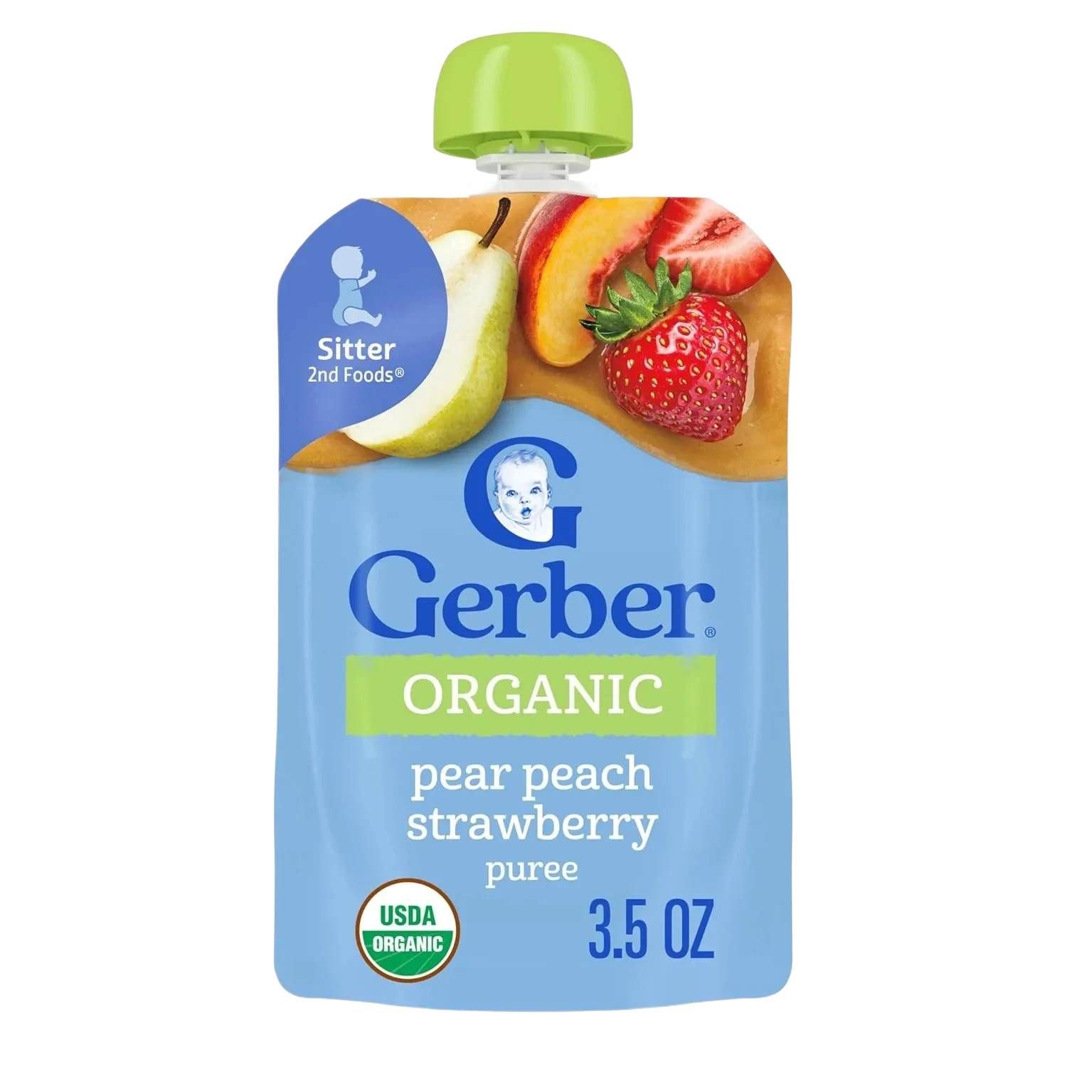 Gerber Organic Pear Peach Strawberry Puree