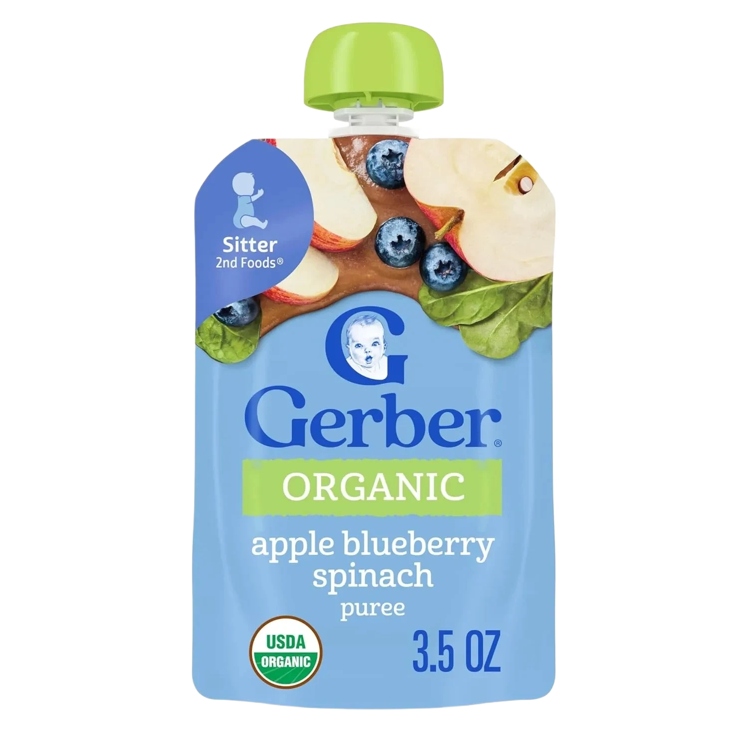 Gerber Organic Apple Blueberry Spinach Puree