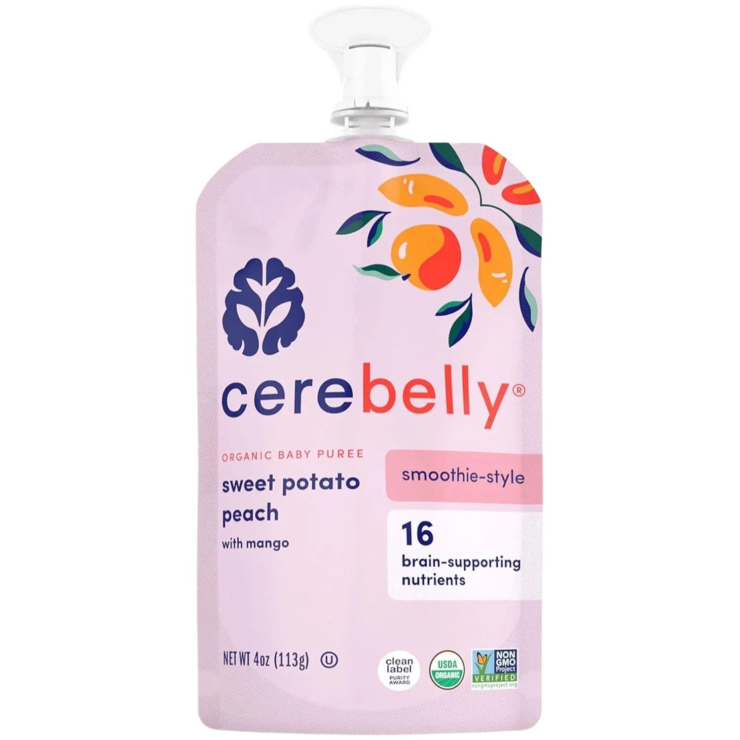 Cerebelly Organic Baby Puree Sweet Potato Peach With Mango