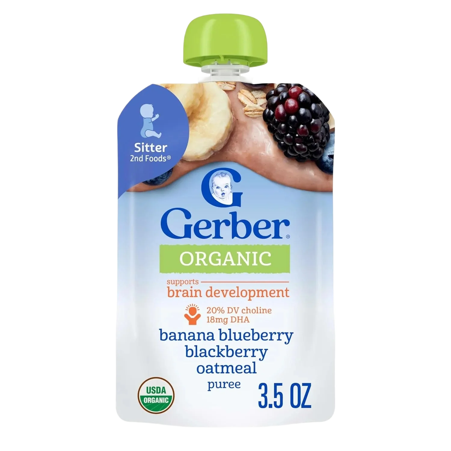 Gerber Organic Banana Blueberry Blackberry Oatmeal Puree