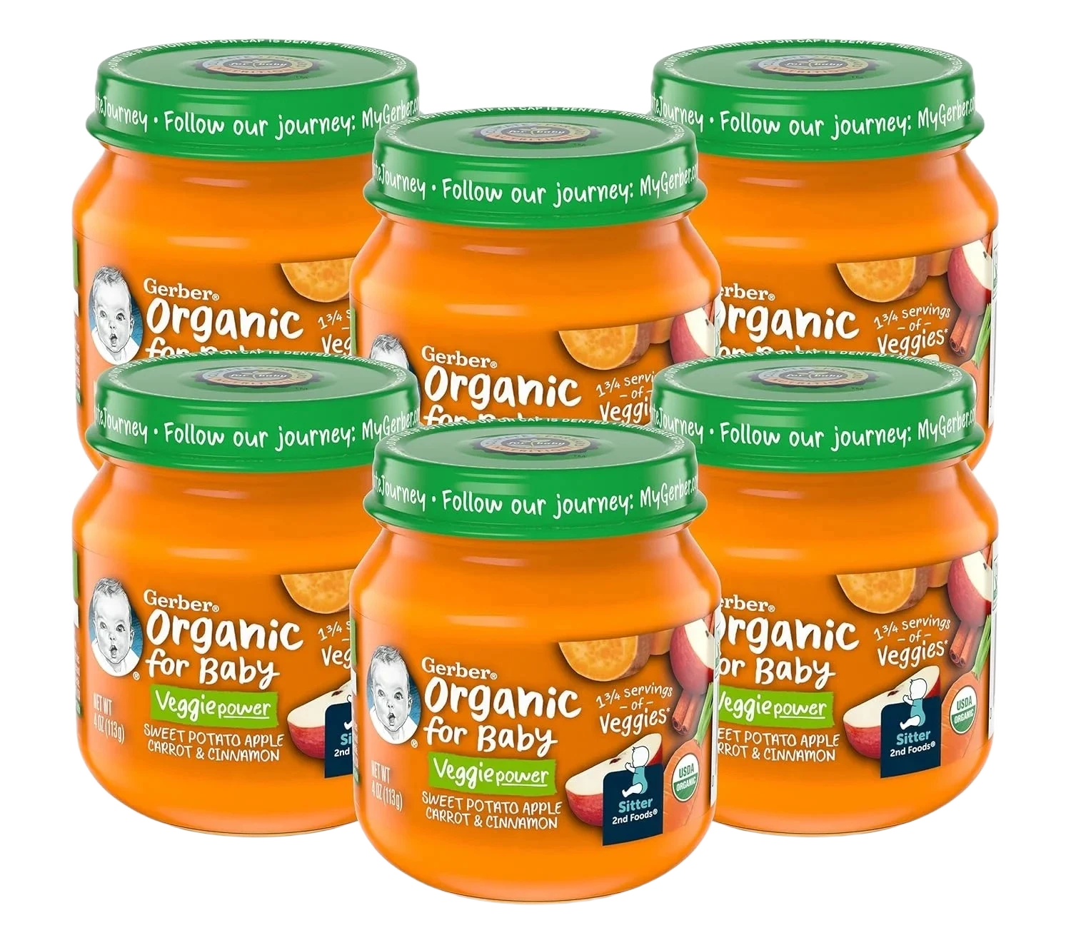 Gerber Organic For Baby Veggiepower Sweet Potato Apple Carrot & Cinnamon