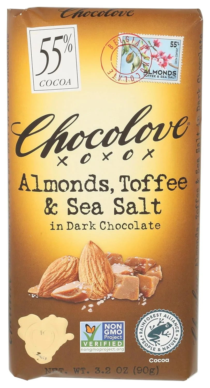 Chocolove Almonds, Toffee & Sea Salt In Dark Chocolate