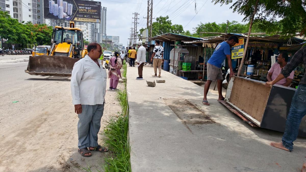 Cyberabad civic body removes 488 footpath encroachments in ‘Walk Free’ drive