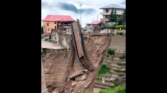 Kinnaur cut off after Sangla bailey bridge collapses into stream