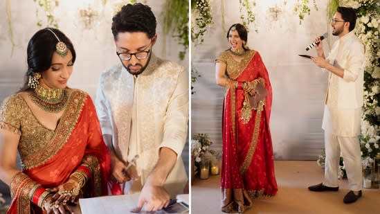 Akansha Ranjan Kapoor ties the knot with Sharan Sharma: What the bride wore on her special day
