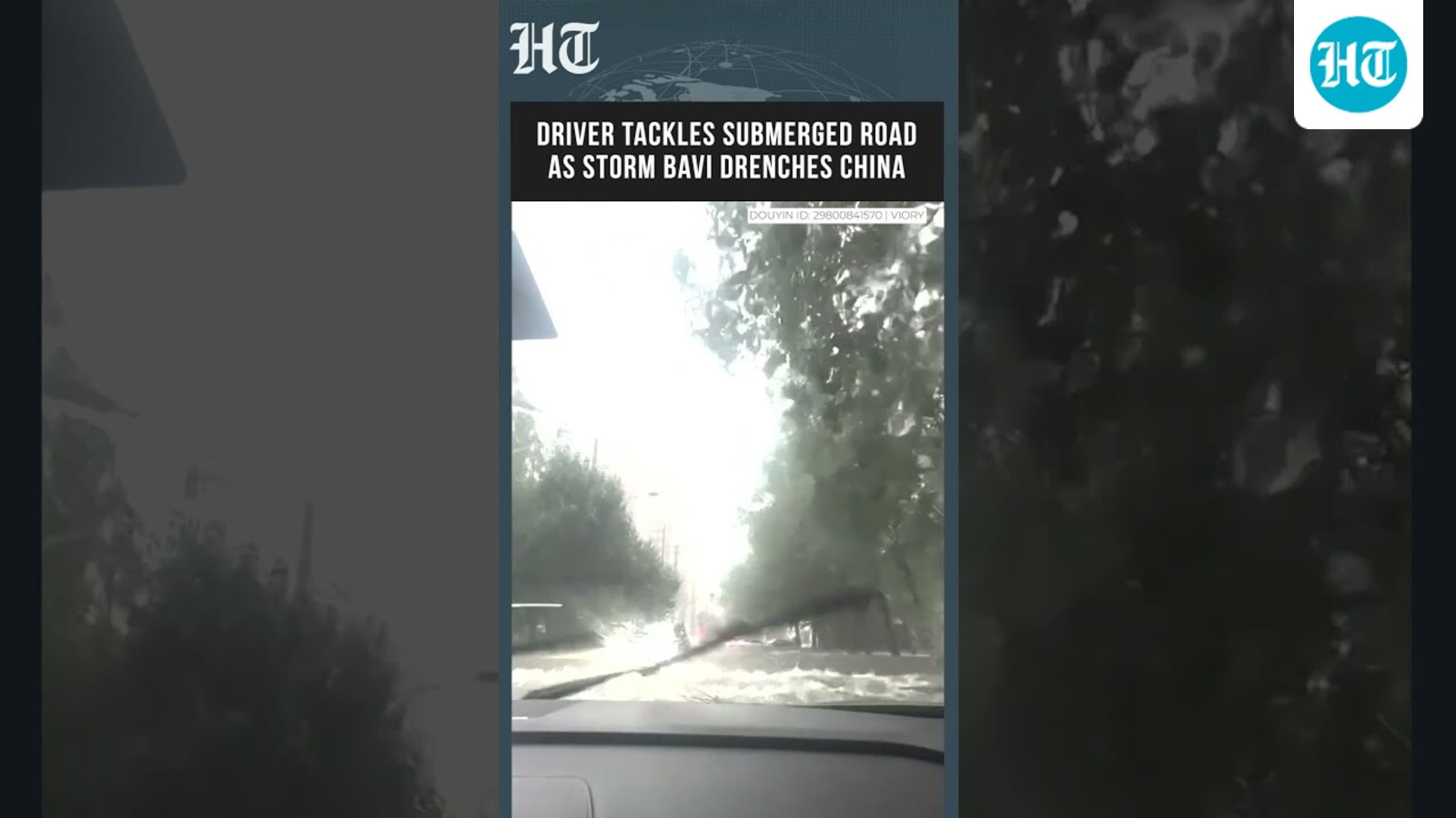 Storm Bavi Floods China: Driver Battles Deeply Submerged Road Amid Torrential Rain