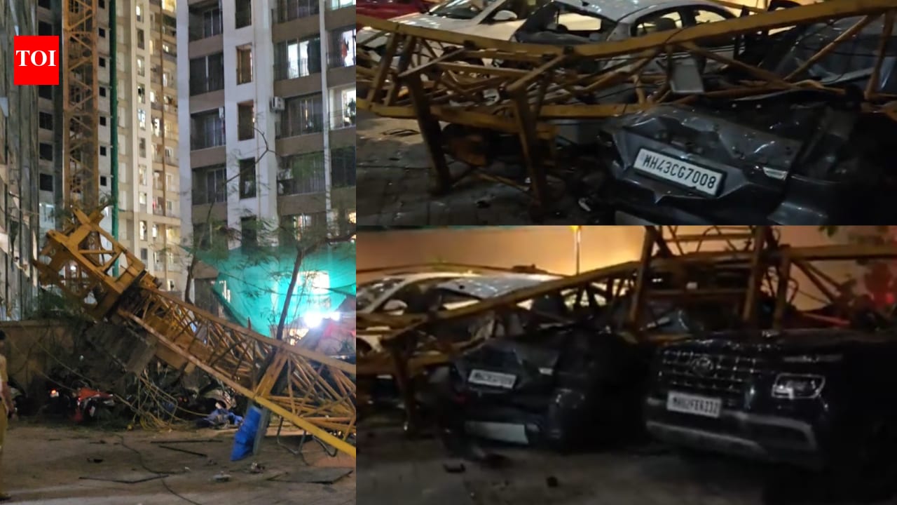 1 dead, several vehicles crushed after crane collapses from high-rise in Mumbai