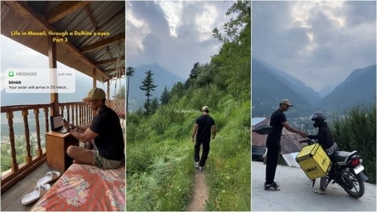 Forget doorstep delivery: Delhi man shows he orders on Blinkit in Manali, then hikes 2 km to get it