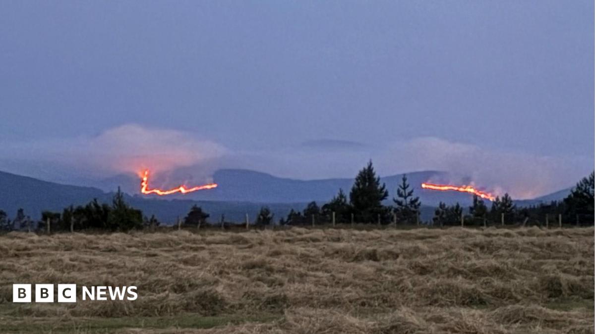 Wildfire still burning across four miles as helicopter waterbombs Cairngorms