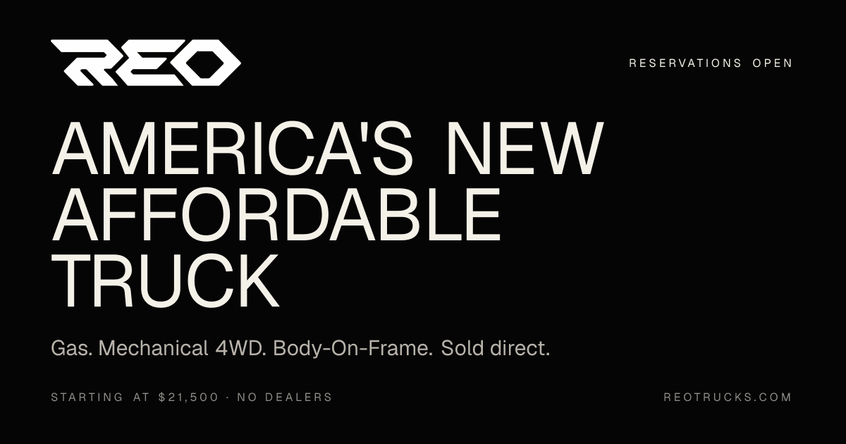 REO Trucks I4 4WD Pickup Truck Starts at $21,500