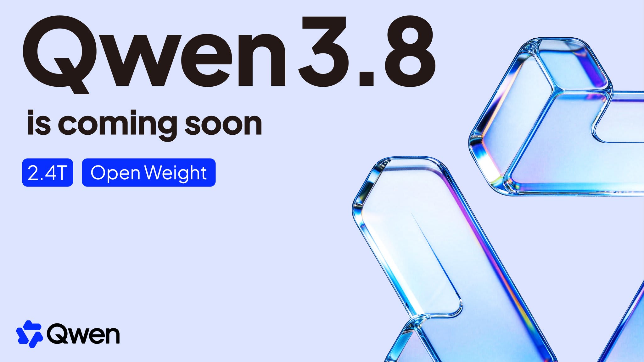 Qwen3.8 is launching and going open-weight soon