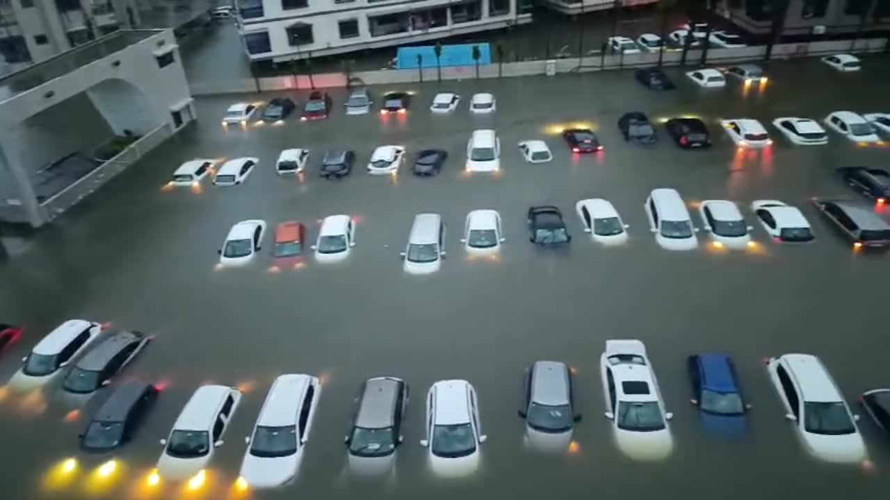 Video: Over 50 Cars Submerged As Rain Floods Parking Lot In Gujarat's Valsad