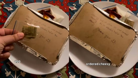 Woman orders cheesy momos, gets  ₹20 refund and thoughtful note after restaurant runs out of item