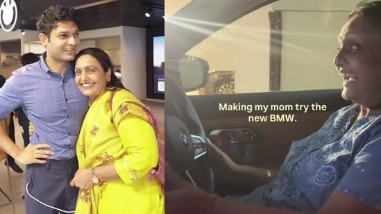 Man films mother’s ‘priceless’ reaction as she gets behind the wheel of his new BMW. Watch