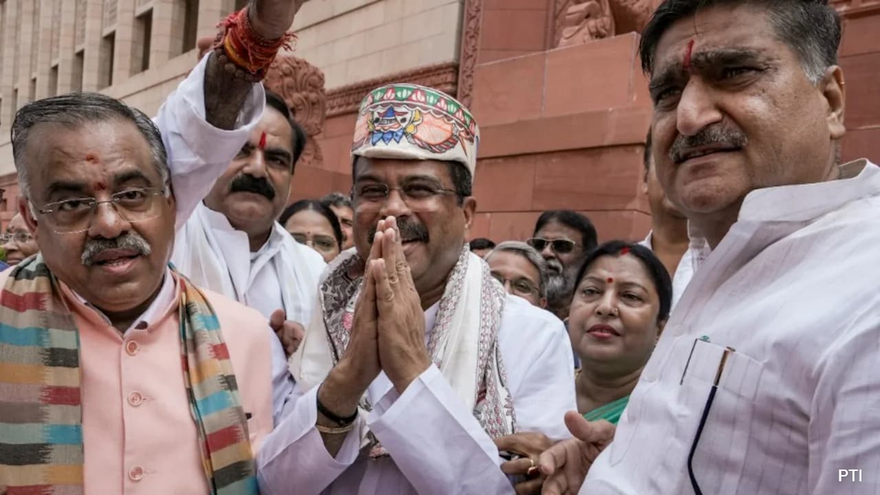 BJP MPs Welcome Dharmendra Pradhan To Parliament, Congress Fumes