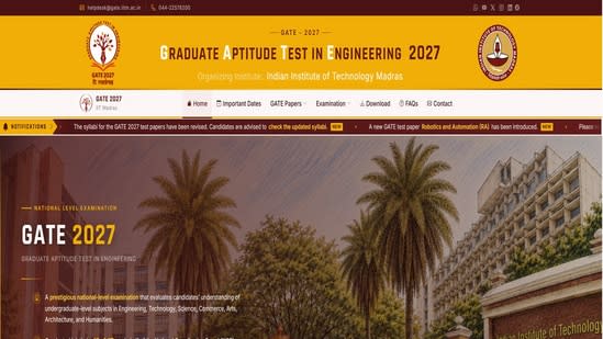 IIT GATE 2027 exam dates, syllabus revised, new paper on Robotics and Automation added