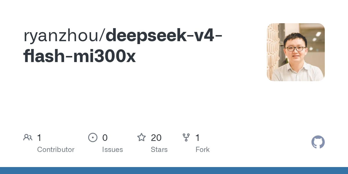 DeepSeek V4 Flash on a Single AMD MI300X