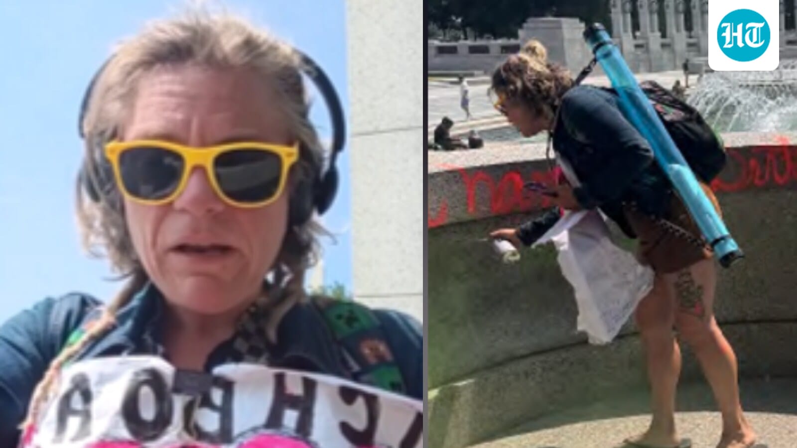 Melissa L. Farris: Watch viral video that led to WWII Memorial vandalism arrest, ‘Clean hands Dirty $’