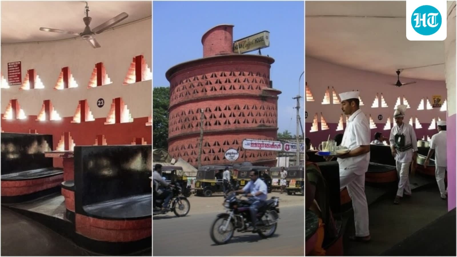 Inside Kerala's Indian Coffee House that looks like a giant red cake: No windows, no stairs, just a cool brick spiral