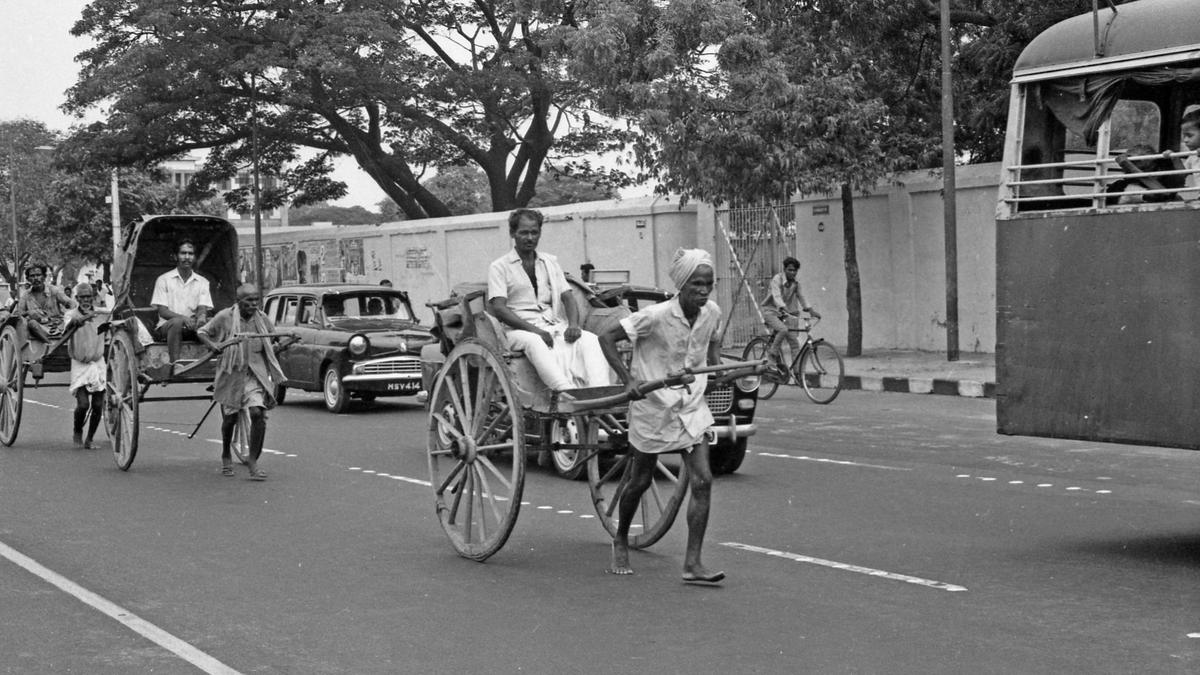 Around Madras city in hand-pulled rickshaws