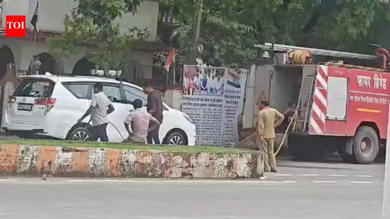 BJP MLA's private Innova washed by fire brigade, video goes viral