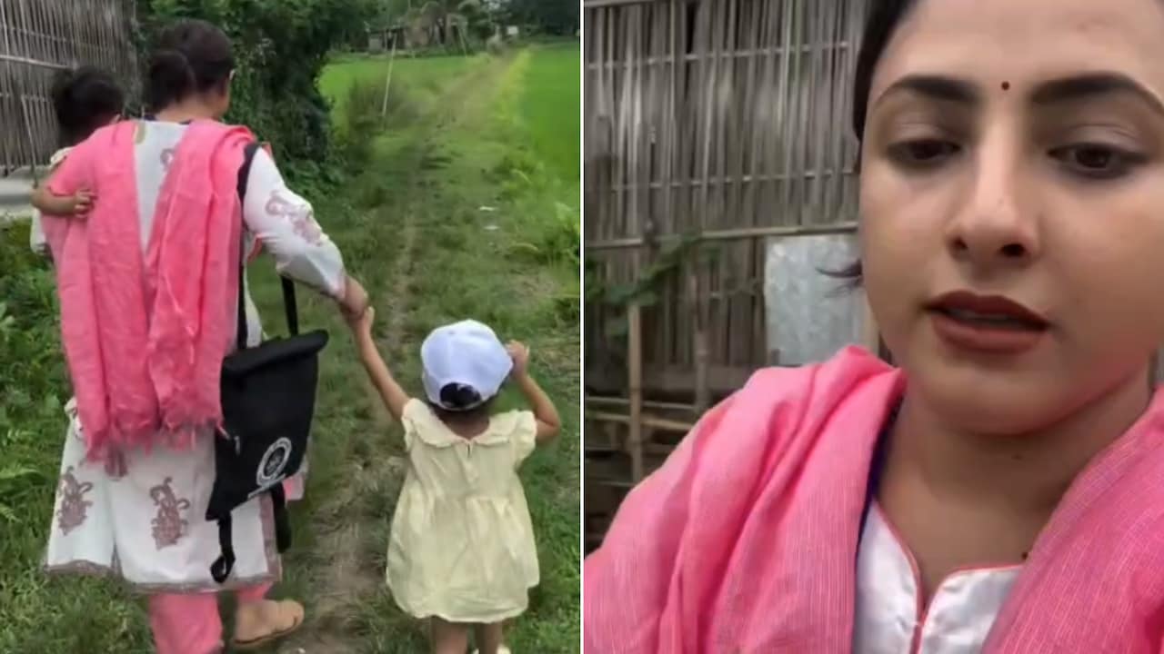 Viral Video Shows Assam Teacher On Census Duty With 2 Daughters By Her Side