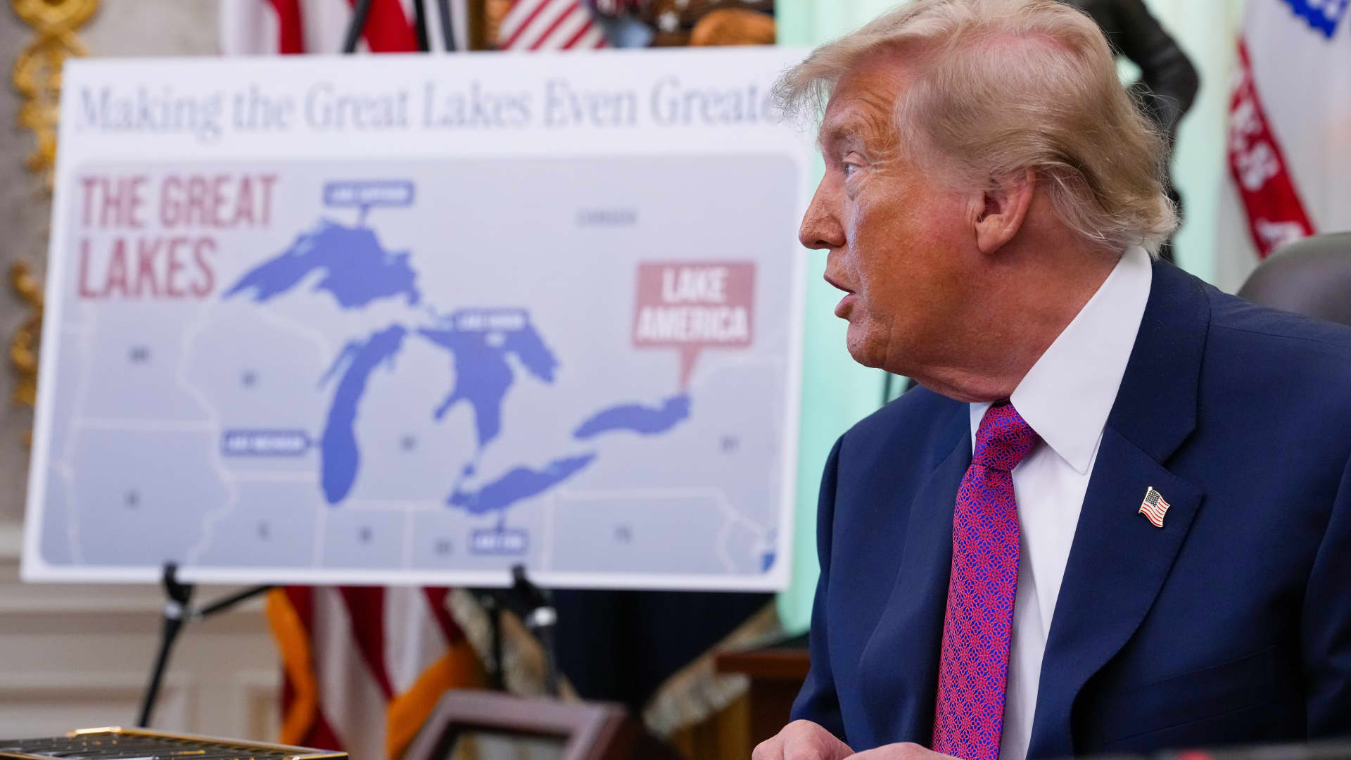 Trump signs order to rename Lake Ontario 'Lake America' amid Canada trade war