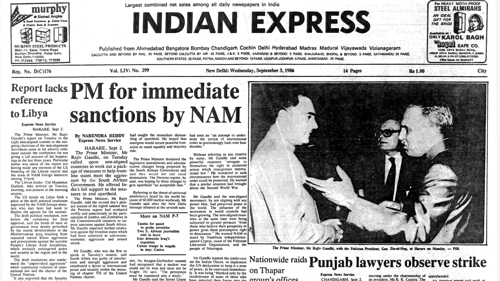 40 years ago September 3, 1986: PM for immediate sanctions