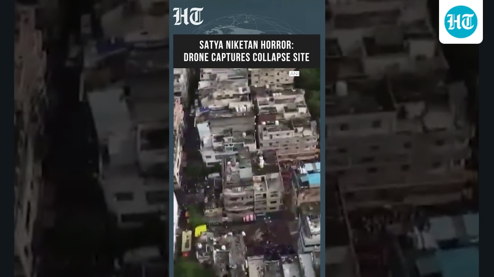 Chilling Drone Video Shows Satya Niketan Building Collapse Site as Rescue Op Continues