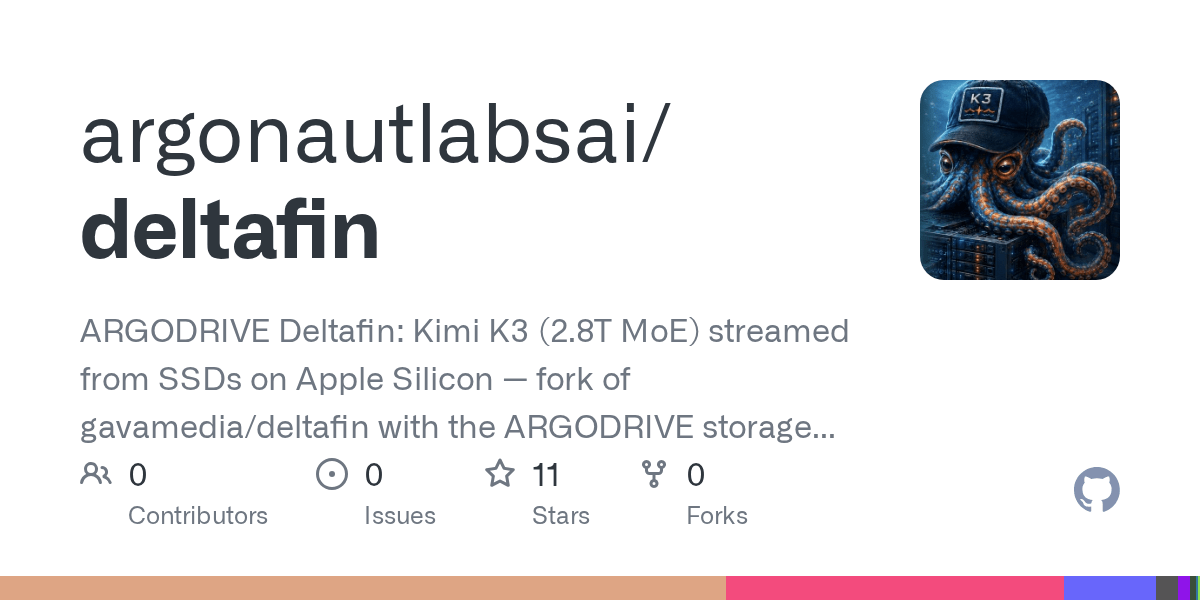 Kimi K3 (2.8T) at 1 token/s on a MacBook Pro, streamed from four SSDs