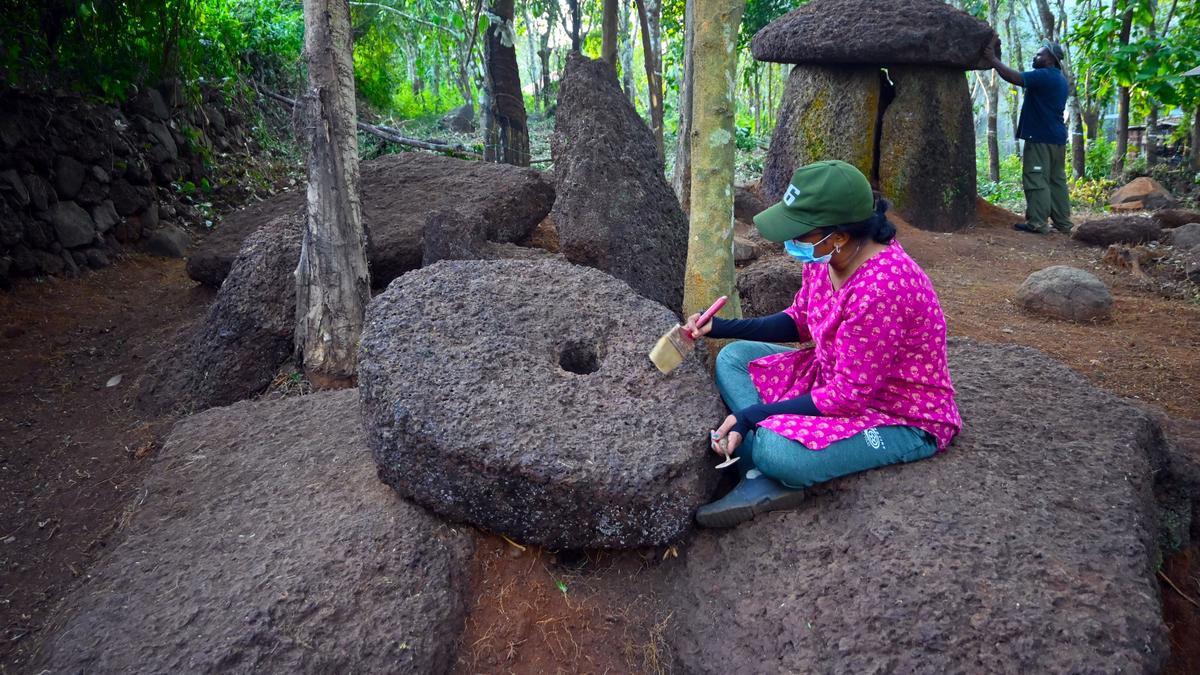 Rare wheel-like stone unearthed at Megalithic burial site in Keralam’s Kannur