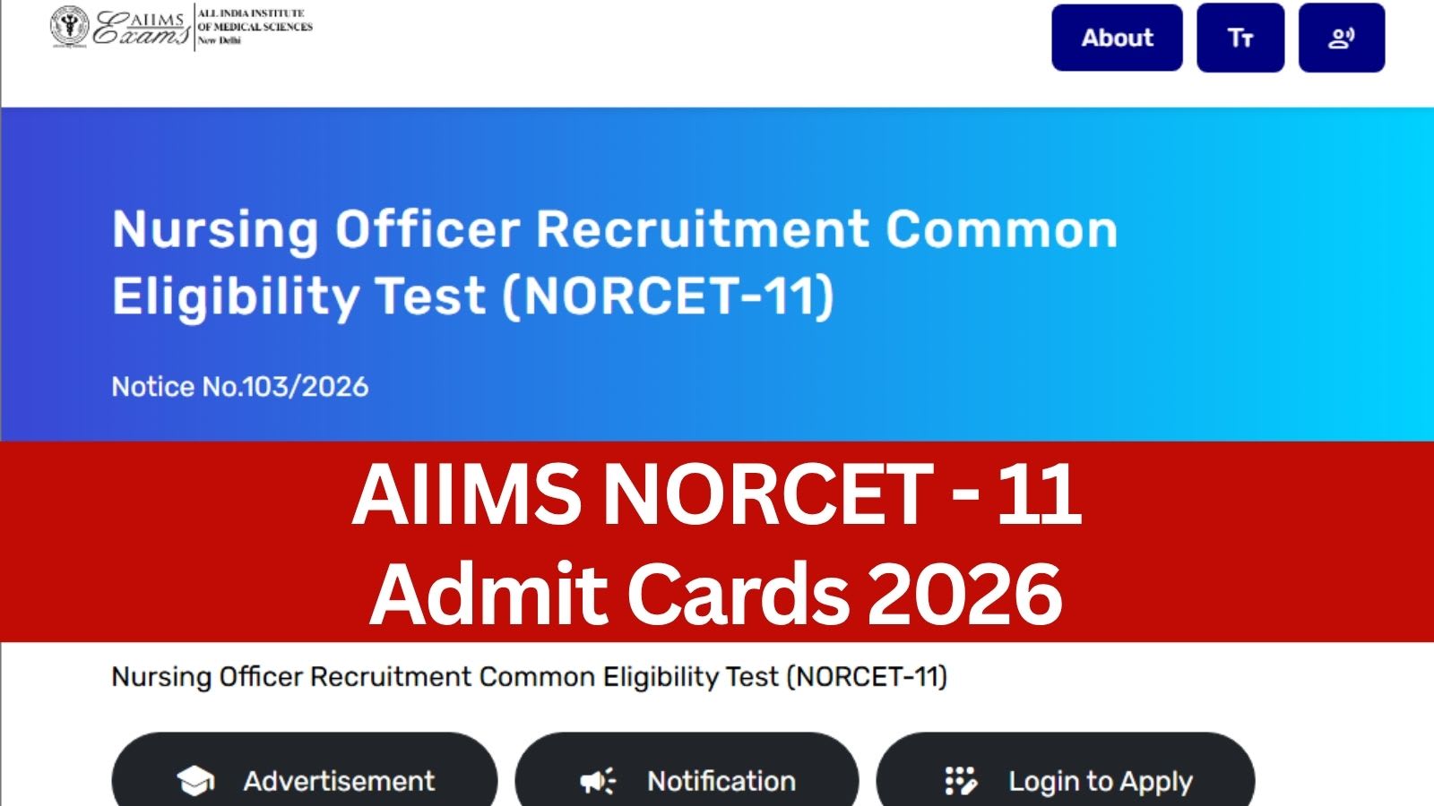 AIIMS NORCET 11 Admit Card 2026 Today: When and where to download?