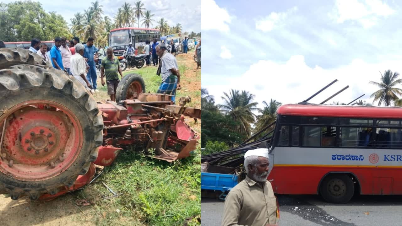 Iron Rods Pierce Karnataka Bus After Tractor Collision, Driver Dies On Spot