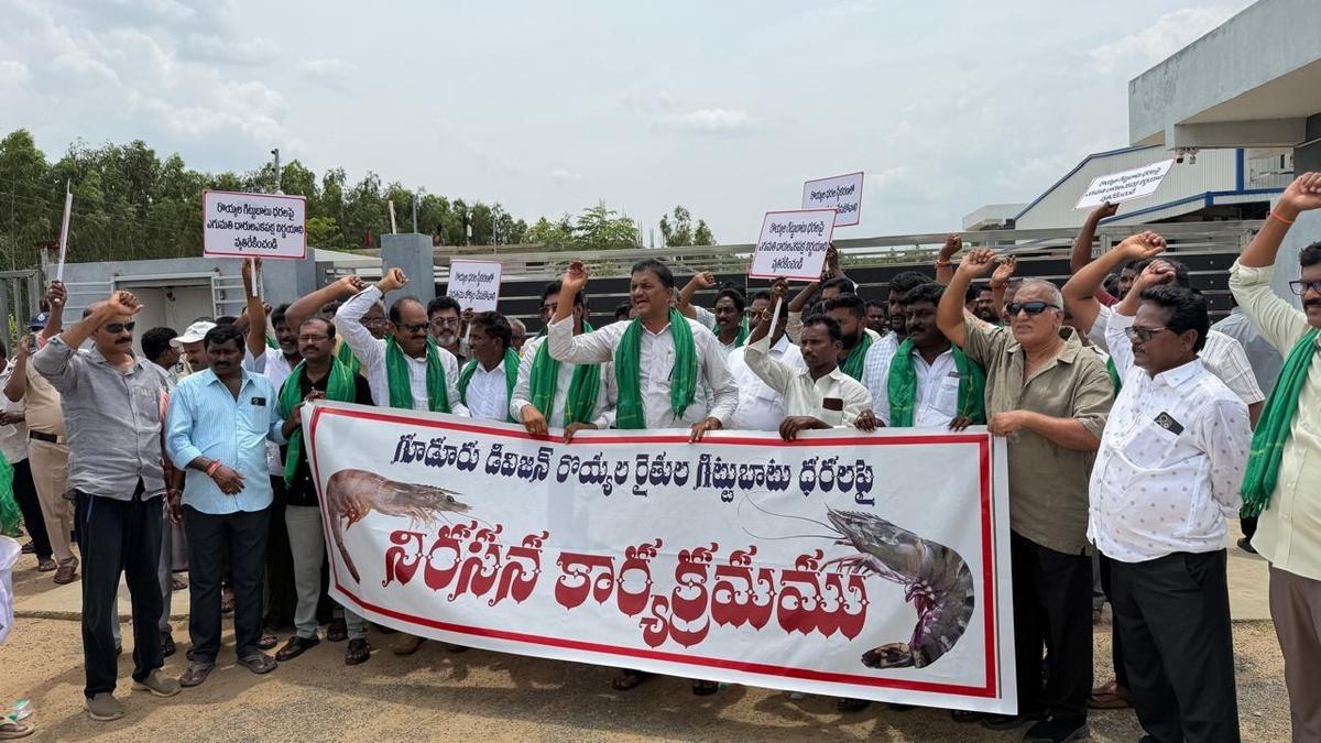 Shrimp farmers stage protest seeking fair prices in Nellore district