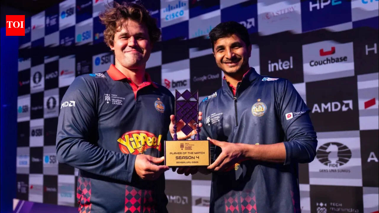GCL: Ganges Grandmasters run riot; Magnus Carlsen gives POTM trophy to Vidit