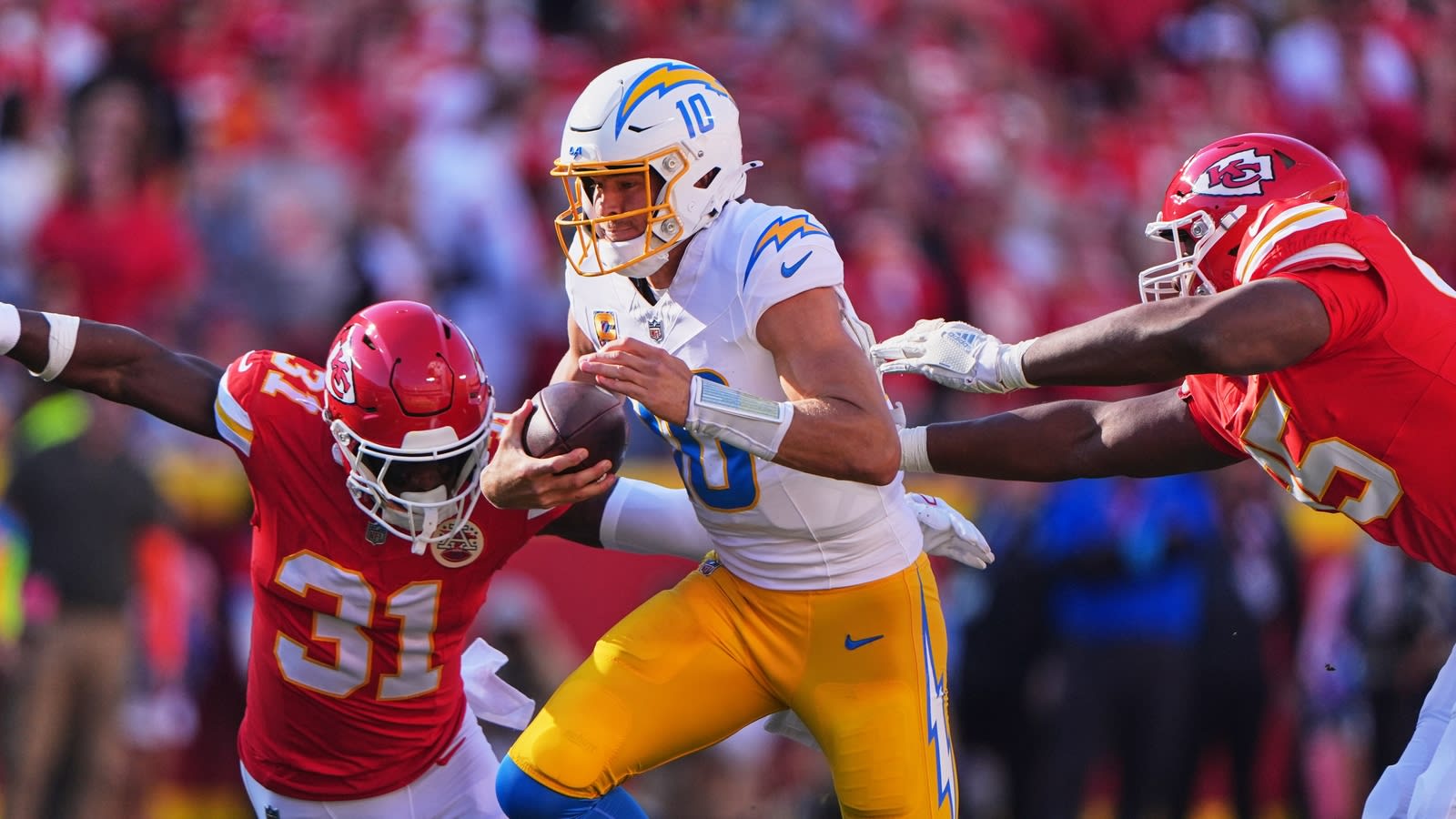 Justin Herbert's early struggle with interceptions vs Chiefs disappoints fantasy managers