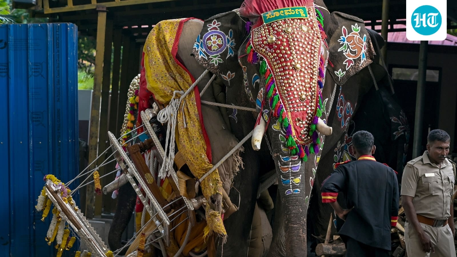Video: Elephant carrying silver howdah panics at Karnataka Dasara celebration, damages vehicles before being tranquilised