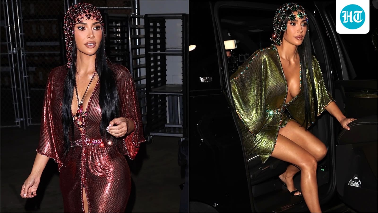 Kim Kardashian celebrates her 46th birthday in two archival Paco Rabanne couture dresses from 1995 and dramatic jewelled headpieces