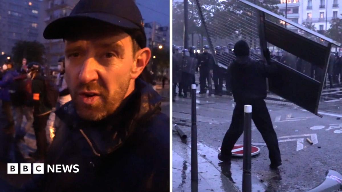 Watch: BBC in Paris as police charge protesters and use tear gas during unrest
