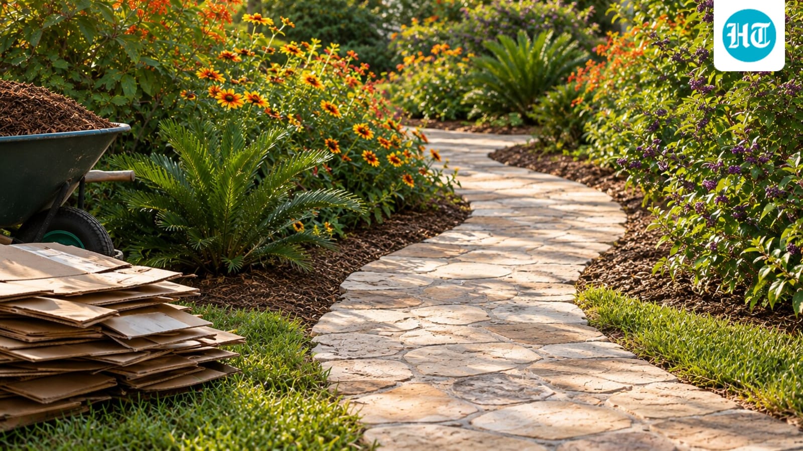 A Florida homeowner replaced a struggling lawn with cardboard, mulch, and native plants to create a bird- and pollinator-friendly garden