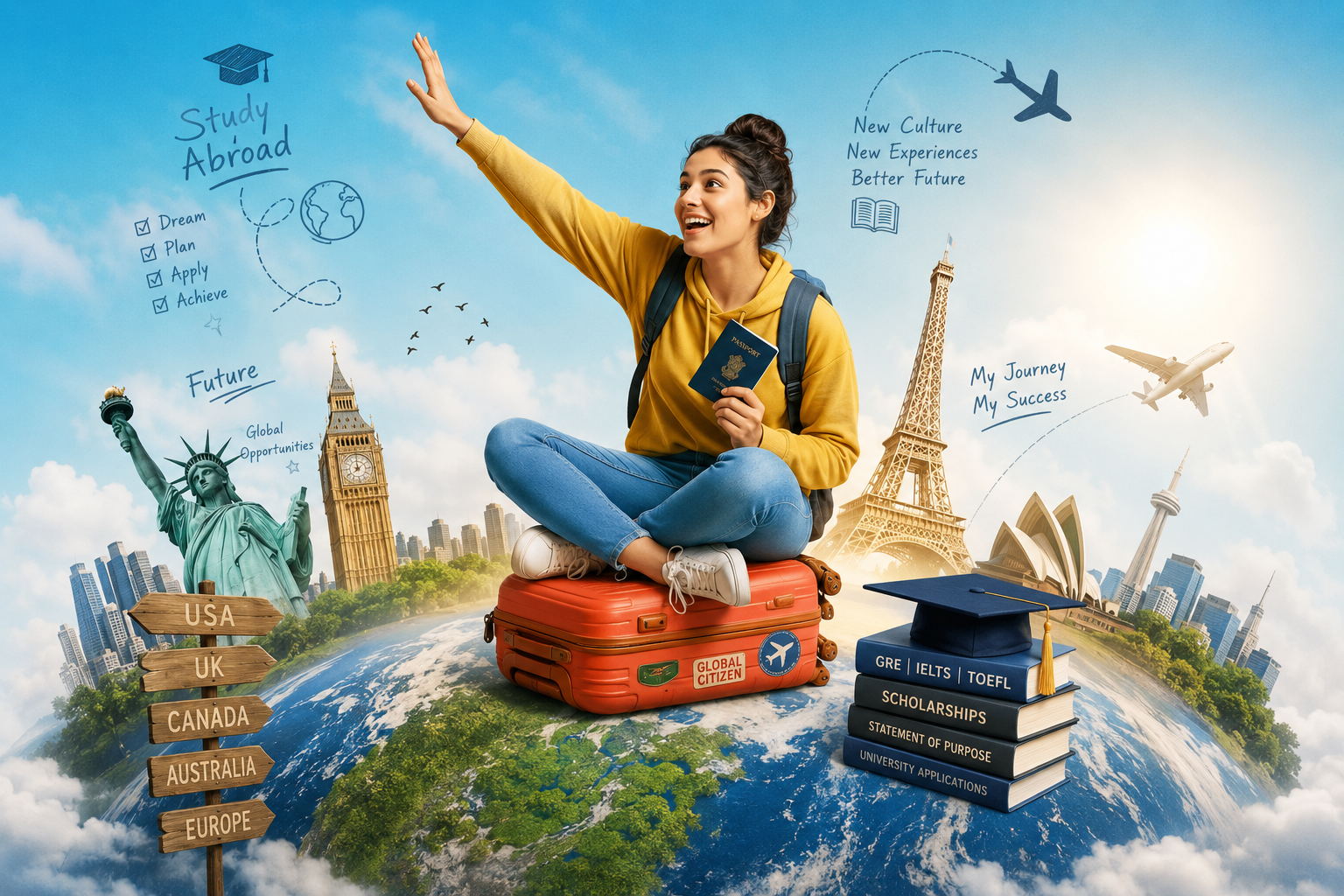 World-class university campus — study abroad with Satguru Overseas Education